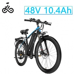 LYRWISHLY Bike LYRWISHLY 26 Inch Wheel Electric Bike Aluminum Alloy 48V 10.4AH Lithium Battery Mountain Cycling Bicycle, Shimano 21-speed (Color : Blue)