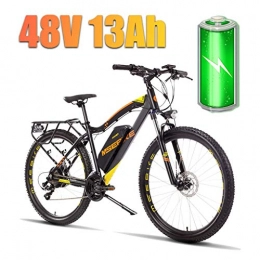 LYRWISHLY 27.5" Electric Trekking/Touring Bike,Electric Bicycle With 48V/13Ah Removable Lithium-ion Battery, Electric Trekking Bike For Touring (Color : Yellow)