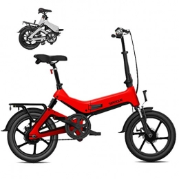 LYRWISHLY Bike LYRWISHLY Electric Bike, Foldablke 16 Inch 36V E-bike With 7.8Ah Lithium Battery, City Bicycle Max Speed 25 Km / h, Disc Brake (Color : Red)