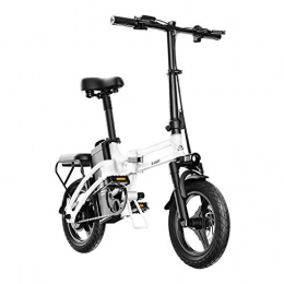 LYRWISHLY Bike LYRWISHLY Electric Bike For Adults, Urban Commuter Folding E-bike, Max Speed 25km / h, 14inch Adult Bicycle, 400W / 48V Charging Lithium Battery (Color : White, Size : Endurance: 400km)