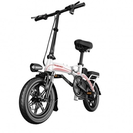LYRWISHLY Bike LYRWISHLY Folding Electric bicycle for adults, 14"Electric bicycle / Working path Ebike with 400W Motor, removable 48V30AH Water and dust proof Lithium battery (Color : White, Size : Range:200km)