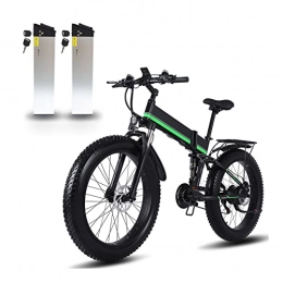 LYUN Electric Bike LYUN 1000W Electric Bike 48V Motor for Men Folding Ebike Aluminum Alloy Fat Tire ​MTB Snow Electric Bicycle (Color : Green-2 Battery)