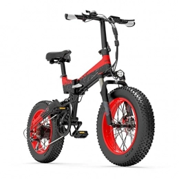 LYUN Bike LYUN 1000W Electric Bike Foldable for Adults 20" Fat Tire Mountain Snow Electric Bicycle For Men 48V 15Ah Max Speed 40 Km / H Ebike 130 Km Range (Color : Red)