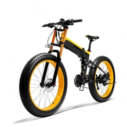 LYUN Bike LYUN 1000W Electric Bike for Adults, City Snow Beach Folding Electric Bicycle 48V 14.5Ah Snow 26 * 4.0 Fat Tire Electric Bike (Color : Yellow, Size : A)