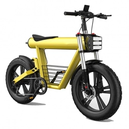 LYUN Bike LYUN Electric Bike 800W for Adults Electric Mountain Retro Bicycle 20 Inch Fat Tire Electric Bike with 60V 20Ah Lithium Battery Ebike (Color : Yellow, Gears : 7Speed)