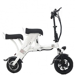 LYUN Bike LYUN Electric Bike Foldable 2 Seat 500W Electric Bicycles 12 Inch 48V Lightweight Folding Electric Bicycle for Adults Lightweight with Seat (Color : White two seat 15ah)