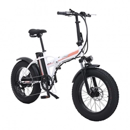 LYUN Bike LYUN Electric Bike Foldable for Adults 500w Electric Bike 20 Inch 4.0 Fat Tire Electric Bicycle 48v 15ah Lithium Battery 7 Speed E Bike (Color : White)