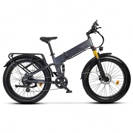 LYUN Electric Bike LYUN Foldable Electric Bike Fat Tire 750w Ebike 26 * 4.0inch Fat Tire Folding Electric Bike for Adults 48v 14ah Lithium Battery Full Suspension Electric Bicycle (Color : Matte Grey)