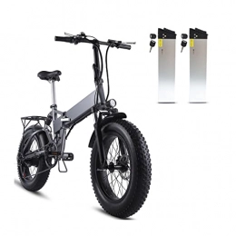 LYUN Electric Bike LYUN Foldable Electric Bike for Adults 20 Inch Fat Tire 48V 500W Motor Outdoor Cycling Mountain Beach Snow Ebike Bicycle for Men (Color : 2 Battery)