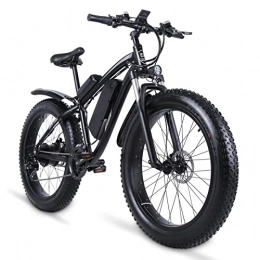 LYUN Bike LYUN Men Electric Bike for Adults 1000W 26" Fat Tire Snow E Bike 48V 17Ah Lithium Battery 21-Speed Electric Bike 25 Mph (Color : Black)