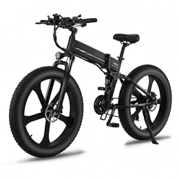 LYUN Bike LYUN R5s Adult Electric Bike 26 Inch Fat Tire Mountain Street Ebike 1000W Motor 48V Electric Bicycle Foldable Electric Bike (Color : Black, Size : 1 battery)