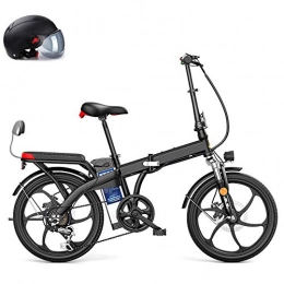 LZMXMYS Electric Bike LZMXMYS electric bike, 20" Foldaway, 48V City Electric Bike, 250W Assisted Electric Bicycle Sport Mountain Bicycle 7 Shifting System with Removable Lithium Battery (Color : Black)