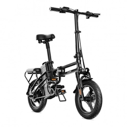 LZMXMYS Bike LZMXMYS electric bike, Electric Bike For Adults, Urban Commuter Folding E-bike, Max Speed 25km / h, 14inch Adult Bicycle, 400W / 48V Charging Lithium Battery (Color : Black, Size : Endurance: 200km)