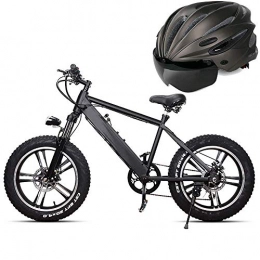 LZMXMYS Electric Bike LZMXMYS electric bike, Folding Electric Bike Ebike, 20 Inch Electric Bicycle Electric Bicycle Power Battery Car 48V10AH4.0 Wide Tire Thick Tire Snowmobile Mountain Off-road Vehicle (Color : Black)
