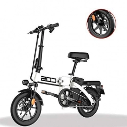 LZMXMYS Electric Bike LZMXMYS electric bike, Folding Electric Bike for Adults, 14" Electric Bicycle / Commute Ebike With 250W Motor, 48V 28.8Ah Battery, City Bicycle Max Speed 25 Km / h, Disc Brake (Color : White)
