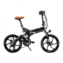 LZMXMYS Bike LZMXMYS electric bikeFoldaway City Electric Bike Assisted Electric Sport Mountain Bicycle with 48v 8ah Electric Bicycle with Removable Hidden Lithium Battery Folding 7-speed, Black (Color : Black)