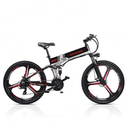 Shengmilo Electric Bike M80 21 Speed Folding Bicycle 48V*350W 26 inch Electric Mountain Bike Dual Suspension With LCD Display 5 Pedal Assist (Black-IW, 10.4A)