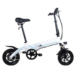 Macro Electric Bike Macro Battery Electric Bicycle Foldable Two-Wheeled To Work for Adult 12 Inch Headlight Shock-Absorbing Front Fork Front And Rear Dual Disc Brakes Leather Cushion Reinforced Folding Buckle, White