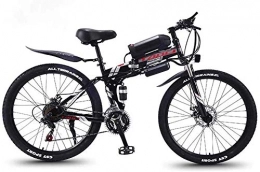 MAMINGBO Electric Bike MAMINGBO Folding Electric Mountain Bike, 350W Snow Bikes, Removable 36V 8AH Lithium-Ion Battery for, Adult Premium Full Suspension 26 Inch Electric Bicycle, Size:21 speed, Colour:Black