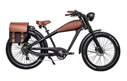 MATTE BLACK & BROWN 50'S RETRO STYLE VEGAN ELECTRIC BIKE - 36V 21AH Samsung Lithium Battery | Upgraded 3A Charger Concealed Battery | Tektro Hydraulic Brakes | Rapid Charge 4-6 hrs