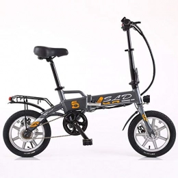 MDZZ Bike MDZZ Electric Bike, Folding Mountain Bicycle, 14" Safety Assisted Bicycles with Removable Lithium-Ion Battery for Adult Commuter Travel, Gray