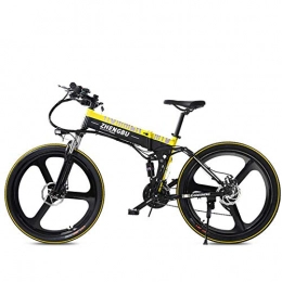 MERRYHE Bike MERRYHE Electric Folding Bicycle Road Bike Adult Moped 26 inch 48V Lithium Battery Mountain Cross-Country Bike High-intensity Double-Gas Shock Absorption, Yellow-48V10AH