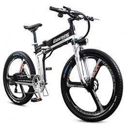 MERRYHE Bike MERRYHE Electric Folding Bike Mountain Bike Adult Bike Pedal with Disc Brakes and Suspension Fork Lithium Battery Moped, Black-48V10ah