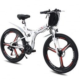 MERRYHE Bike MERRYHE Folding Electric Bicycle Mountain Road E-Bike Fold Bicycle Adult 26 Inch City Power Bicycle 48V Lithium Battery Moped, 26 inch white-Three knife wheel