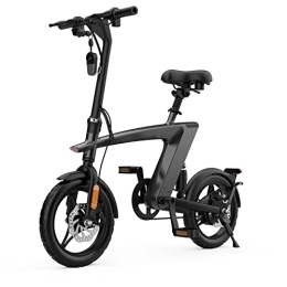 MERSOMNY Bike MERSOMNY H1 Lightweight Intergrated Body-frame Folding Electric Bike with Disc Brake Diameter 5.6", 16MPH Mini E-bike with Pedals for Adults, Removable 36V / 10AH Lithium Battery (Black)