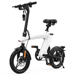 MERSOMNY Electric Bike MERSOMNY H1 Lightweight Intergrated Body-frame Folding Electric Bike with Disc Brake Diameter 5.6", 16MPH Mini E-bike with Pedals for Adults, Removable 36V / 10AH Lithium Battery (White)