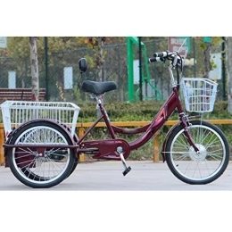 CASEGO Electric Bike Middle-aged and Elderly Scooter with Storage Basket for The Elderly Leisure Battery Car Can Pedal Electric Bicycle Elderly Moped (C)