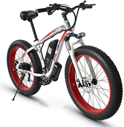 min min Electric Bike min min Bike, 48V 350W Electric Bike Electric Mountain Bike 26Inch Fat Tire E-Bike Hybrid Bicycle 21 Speed 5 Speed Power System Mechanical Disc Brakes Lock Front Fork Shock Absorption (Color : Red)