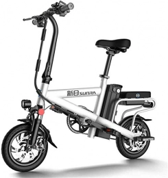 min min Electric Bike min min Bike, Fast Electric Bikes for Adults 12 inch Wheels Lightweight and Aluminum Alloy Material Folding E-Bike with Pedals 48V Lithium Ion Battery 350W Electric Moped Bikes (Color : White)