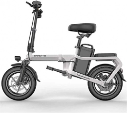 min min Electric Bike min min Bike, Folding Electric Bike for Adults 6-15Ah 350W 48V Max Speed 25 Km / H with Full Perspective LCD Display 14 Inch Tire E-Bikes for Men Women Ladies (Color : White, Size : 100KM)