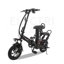 FJW Bike Mini Electric Bikes 12 inch Fashion & Smart Electronic Vehicle Unisex Hybrid Folding Bike Foldable & Portable Electric Bicycle with Disc Brakes and Suspension Fork (Removable Lithium Battery), Black