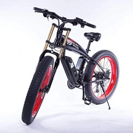 Minkui Electric Bike Minkui 26 inch fat tire 350W electric bike mountain bike beach cruiser, removable 48V 10Ah lithium ion battery-red