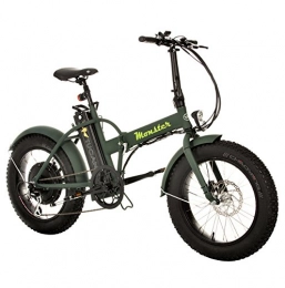 Marnaula, S.L Electric Bike MONSTER 20 - The Folding Electric Bike - Wheel 20" - Motor 500W, 48V-12ah - LCD on-board computer with 9 help levels - Chassis: Aluminium - To roll on the snow or the sand (FOREST GREEN)