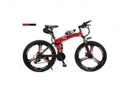 DYM Electric Bike Mountain Bike Unisex Dual Suspension Mountain Bike 26" Integral Wheel Electric Bike High-Carbon Steel Hybrid Bicycle Pedal Assisted Folding Bike with 36V Li-Ion Battery, Red, A