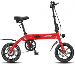 MQJ Electric Bike MQJ Ebikes Electric Bike, Foldable 14 inch 36V E-Bike with 6-14.5Ah Lithium Battery, City Bicycle Max Speed 25 Km / H, Front and Rear Disc Brake, 3 Work Modes, Red, 130Km