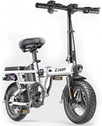 MQJ Electric Bike MQJ Ebikes Folding Electric Bike for Adults, Commute Ebike with 400W Motor and USB Charging Electric, City Bicycle Max Speed 25 Km / H, White, 70Km