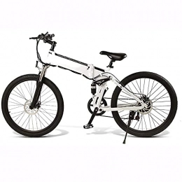 YUNLILI Electric Bike Multi-purpose Electric Mountain Bike Portable Electric Bikes Adults 26" Wheel Folding Ebike 350W Aluminum Electric Bicycle Removable 48V 10Ah Lithium-Ion Battery 21 Speed Gears White ( Color : White )