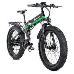 通用 Electric Bike MX01 Electric Bike 48V12.8Ah Removable Lithium Battery Hydraulic Oil Brake 4.0 Fat Tire 26 Inch Folding Mountain Bike (Green) Suitable for Adults.
