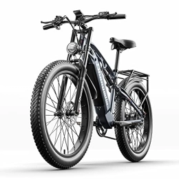 VLFINA Bike MX05 Adult Electric Mountain Bike, BAFANG Motor 48V15AH Long Life Battery, 26" Tires Full Suspension Dual Oil Brakes Ebike