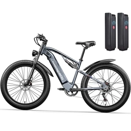Vikzche Q  MX05 Electric Bike for adult, Mountain Bike, 48V*15Ah removable Lithium Battery, Full suspension Electric Bicycles, Dual hydraulic disc brakes 26 * 3.0 inch Fat Tire (add an extra battery)