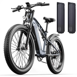Vikzche Q Electric Bike MX05 Electric Bike for adult, Mountain Bike, 48V*17.5Ah removable Lithium Battery, Full suspension Electric Bicycles, Dual hydraulic disc brakes 26 * 3.0 inch Fat Tire (add an extra battery)