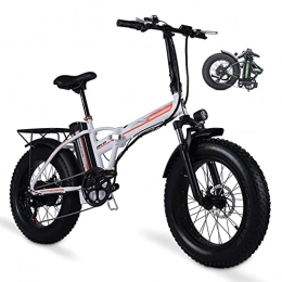WZW Bike MX20 Folding Electric Bike 500W Ebike 4.0 Fat Tire E-Bike 48V 15Ah Removable Lithium-Ion Battery Mens Women's Bicycle 7 Speed Gears (Color : Red)