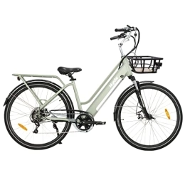 Mycle Bike Mycle Comfort Electric Step Through Bike Adults |Includes Basket Bag & Rear Basket | 36V Battery | Brushless Motor 250W | 3 Power Levels & Shimano 7 Speed Gears| 28” Tyres | LED Display (Stanley Sage)