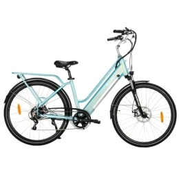 Mycle Bike Mycle Comfort Electric Step Through Bike for Adults | 45km Range | 36V / 10.4AH Battery | XOFO Brushless Motor 36V / 250W | 5 Power Levels & Shimano 7 Speed Gears| 28” Tyres | LED Display (Bailey Blue)