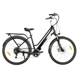 Mycle Bike Mycle Comfort Electric Step Through Bike for Adults | 45km Range | 36V / 10.4AH Battery | XOFO Brushless Motor 36V / 250W | 5 Power Levels & Shimano 7 Speed Gears| 28” Tyres | LED Display (Jet Black)