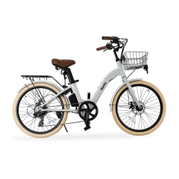 Mycle Electric Bike Mycle Ladies Electric Bike | Electric Bike for Adults | Shimano Gears | 250W High Speed Motor | 50km Range | 5 Power Levels & Microshift 7 Speed Gears | 24” Tyres | LCD USB Display (City White)